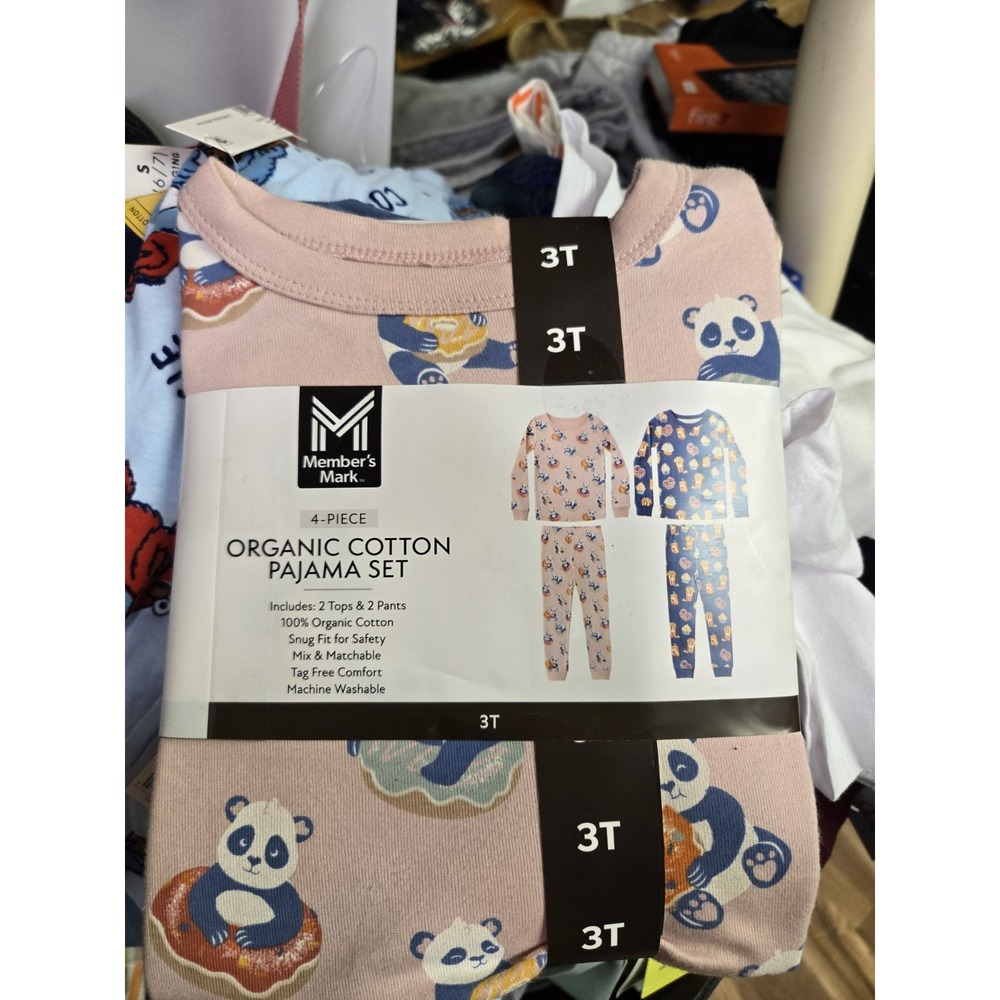 Member's Mark Toddler & Girls 4-Piece Organic Cotton Pajama Set Size 5 New